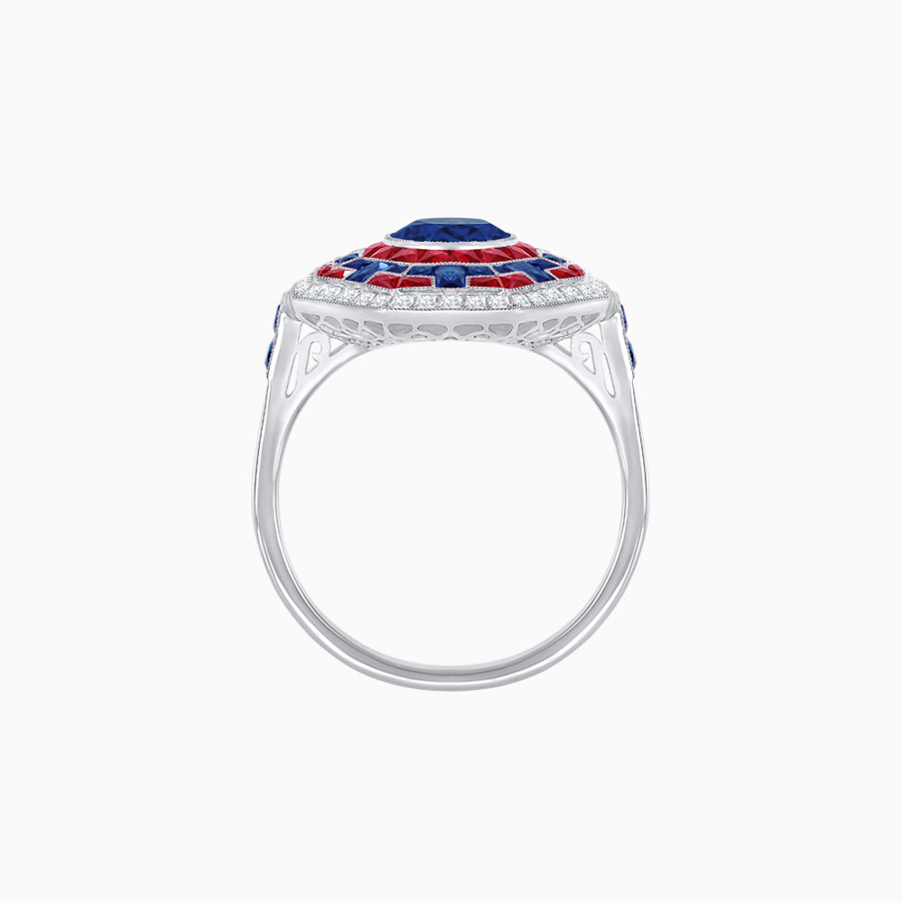 Art Deco Style Octagonal Ring with Geometric Design and Customizable Center Stone