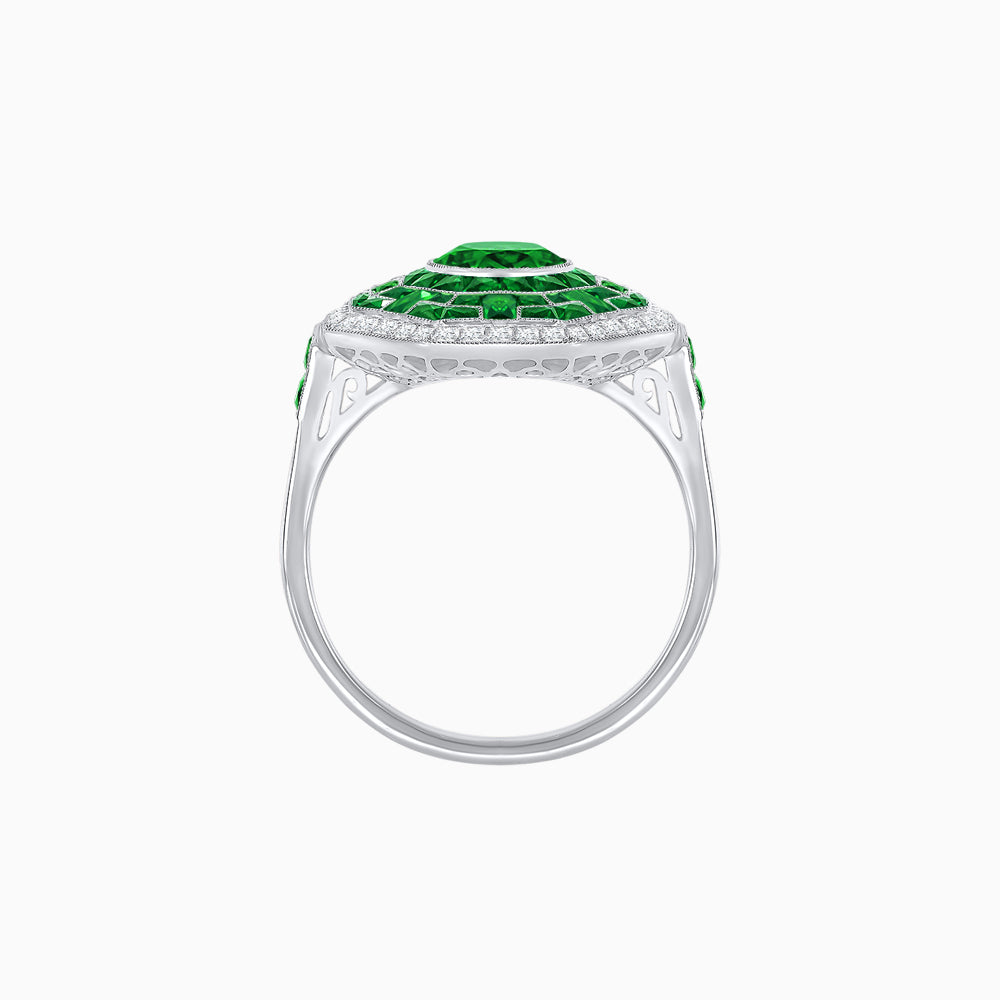 Art Deco Style Octagonal Ring with Geometric Design and Customizable Center Stone
