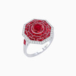 Load image into Gallery viewer, Art Deco Style Octagonal Ring with Geometric Design and Customizable Center Stone