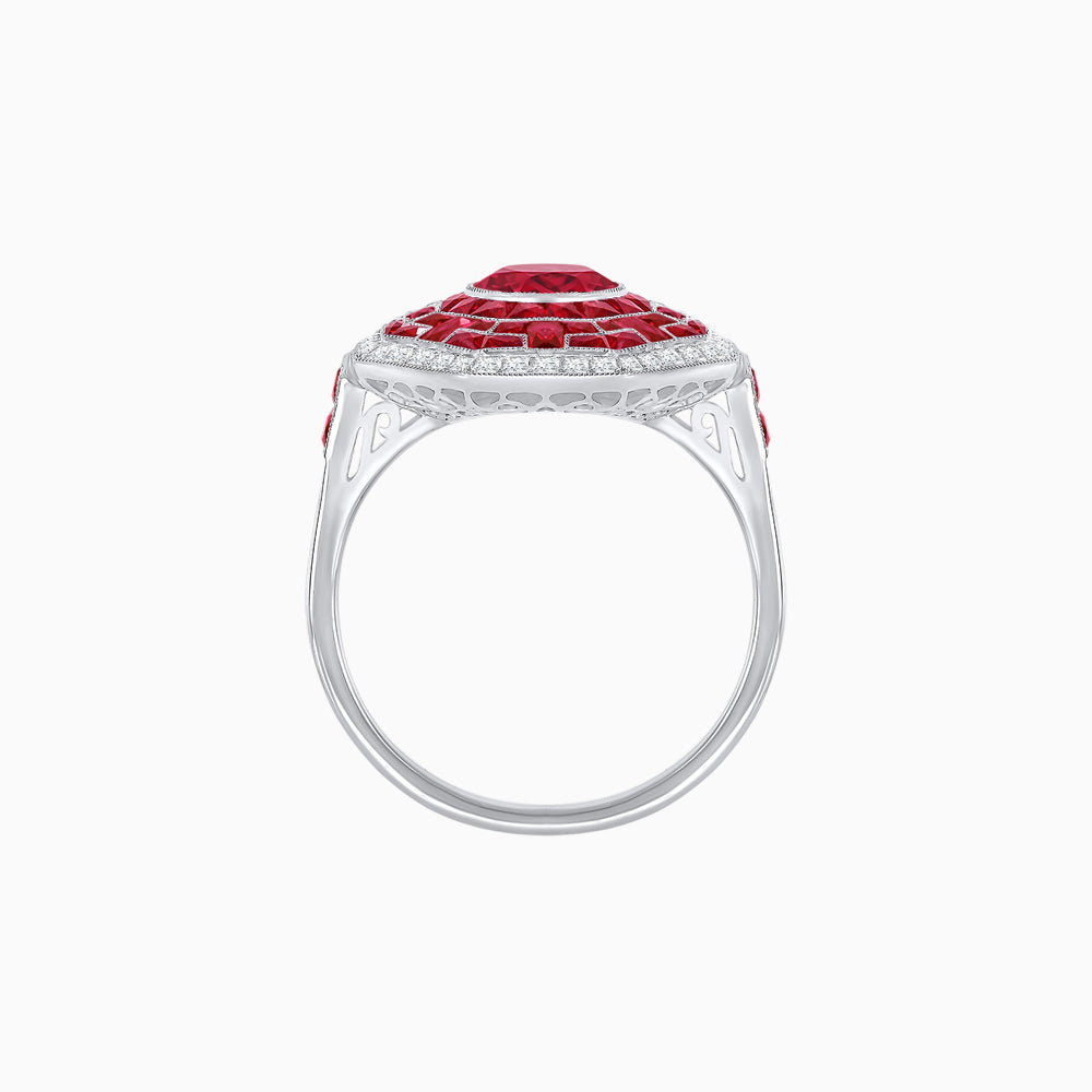 Art Deco Style Octagonal Ring with Geometric Design and Customizable Center Stone