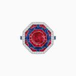 Load image into Gallery viewer, Art Deco Style Octagonal Ring with Geometric Design and Customizable Center Stone