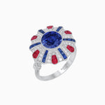 Load image into Gallery viewer, Art Deco-Inspired Peacock Diamond Ring Custom Center Stone | Fan Motif Halo | Hand-Applied Milgrain