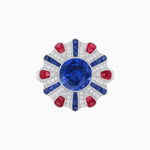 Load image into Gallery viewer, Art Deco-Inspired Peacock Diamond Ring Custom Center Stone | Fan Motif Halo | Hand-Applied Milgrain