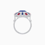 Load image into Gallery viewer, Art Deco-Inspired Peacock Diamond Ring Custom Center Stone | Fan Motif Halo | Hand-Applied Milgrain