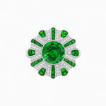 Load image into Gallery viewer, Art Deco-Inspired Peacock Diamond Ring Custom Center Stone | Fan Motif Halo | Hand-Applied Milgrain