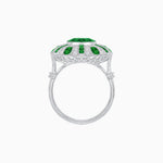 Load image into Gallery viewer, Art Deco-Inspired Peacock Diamond Ring Custom Center Stone | Fan Motif Halo | Hand-Applied Milgrain