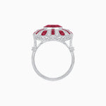 Load image into Gallery viewer, Art Deco-Inspired Peacock Diamond Ring Custom Center Stone | Fan Motif Halo | Hand-Applied Milgrain
