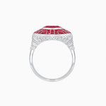 Load image into Gallery viewer, Art Deco-Inspired Geometric Halo Ring Mounting with French-Cut Accents Custom Center Stone | Bold Color Contrast | Hand-Finished Craftsmanship