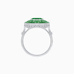 Load image into Gallery viewer, Art Deco-Inspired Mosaic Halo Ring Mounting with French-Cut Gemstone Inlay Custom Center Stone | Bold Symmetry | Hand-Applied Milgrain