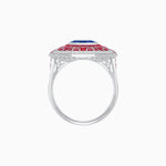 Load image into Gallery viewer, Art Deco Style French Cut Sapphire Ring With Diamond