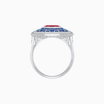 Load image into Gallery viewer, Art Deco Style French Cut Sapphire Ring With Diamond