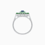Load image into Gallery viewer, Vintage Inspired Triple Halo Pear-Shaped Ring with Customizable French-Cut and Cabochon Gemstones