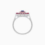 Load image into Gallery viewer, Vintage Inspired Triple Halo Pear-Shaped Ring with Customizable French-Cut and Cabochon Gemstones