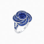 Load image into Gallery viewer, Art Deco-Inspired Swirl Halo Ring Mounting with French-Cut Accents Custom Center Stone | Floral Geometry | Hand-Finished Detail