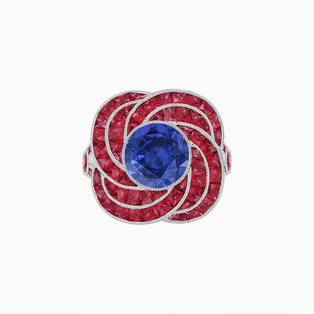 Art Deco-Inspired Swirl Halo Ring Mounting with French-Cut Accents Custom Center Stone | Floral Geometry | Hand-Finished Detail
