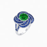 Load image into Gallery viewer, Art Deco-Inspired Swirl Halo Ring Mounting with French-Cut Accents Custom Center Stone | Floral Geometry | Hand-Finished Detail