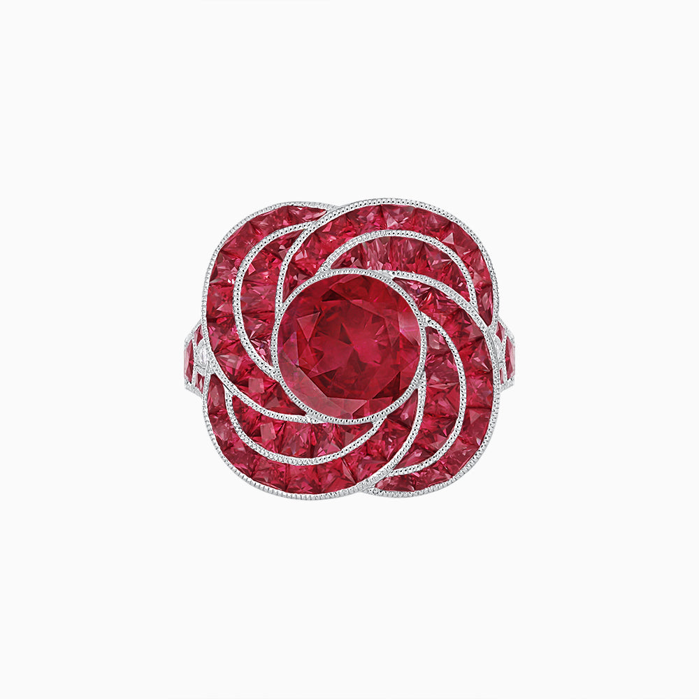 Art Deco-Inspired Swirl Halo Ring Mounting with French-Cut Accents Custom Center Stone | Floral Geometry | Hand-Finished Detail