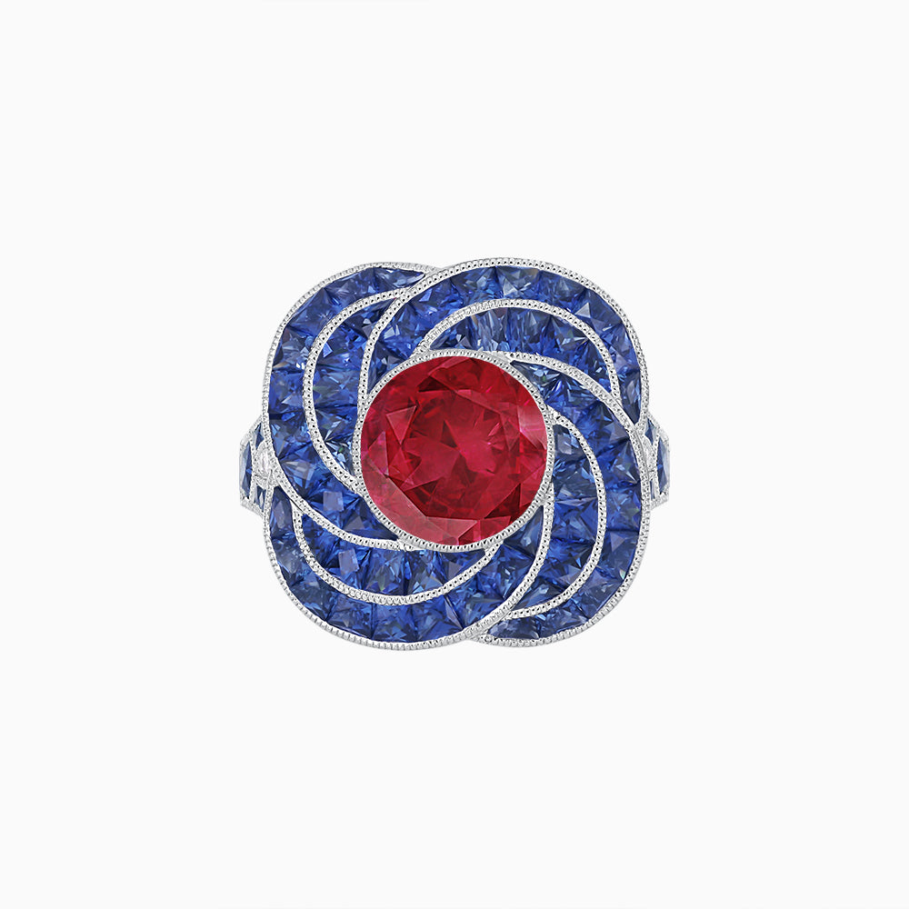 Art Deco-Inspired Swirl Halo Ring Mounting with French-Cut Accents Custom Center Stone | Floral Geometry | Hand-Finished Detail