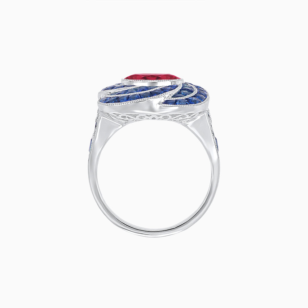 Art Deco-Inspired Swirl Halo Ring Mounting with French-Cut Accents Custom Center Stone | Floral Geometry | Hand-Finished Detail