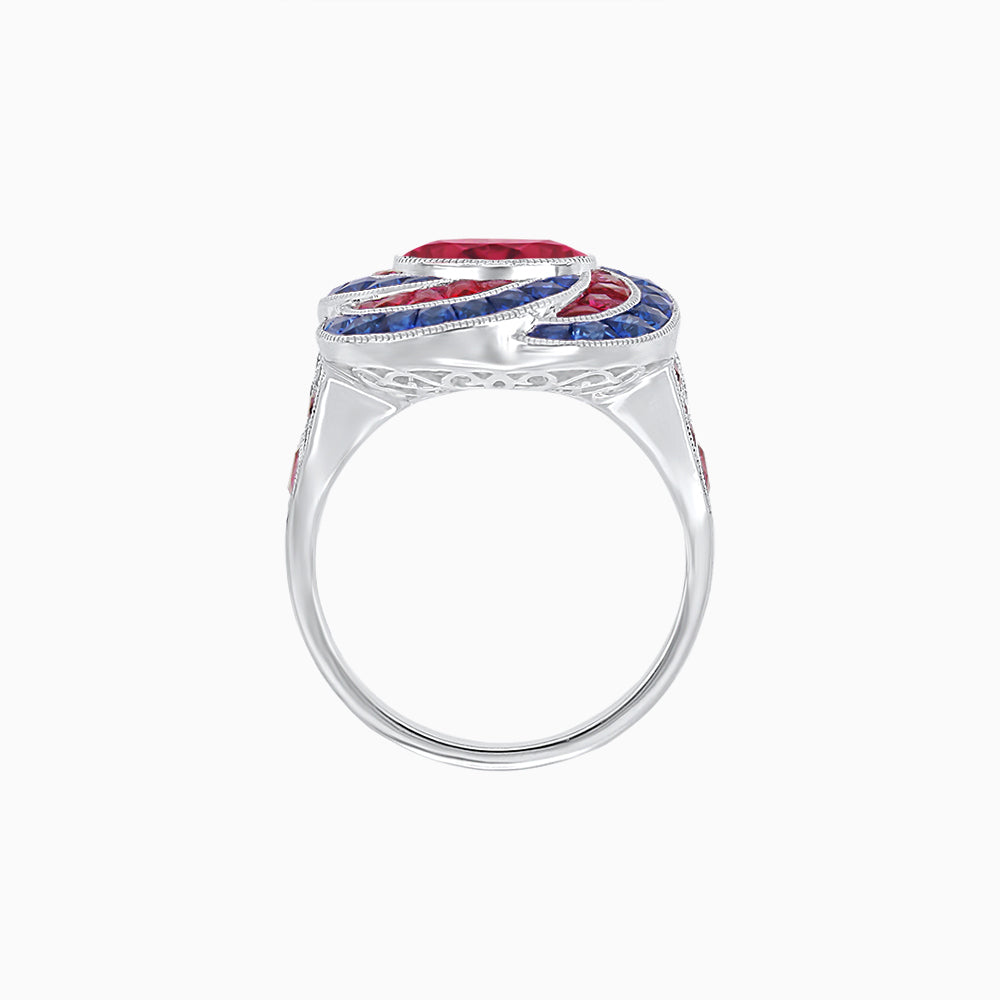 Art Deco-Inspired Swirl Halo Ring Mounting with French-Cut Accents Custom Center Stone | Floral Geometry | Hand-Finished Detail