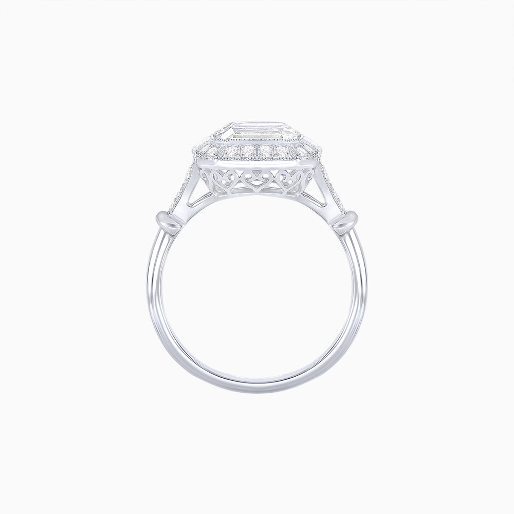 Vintage-Inspired Asscher Cut Ring with Intricate Detailing