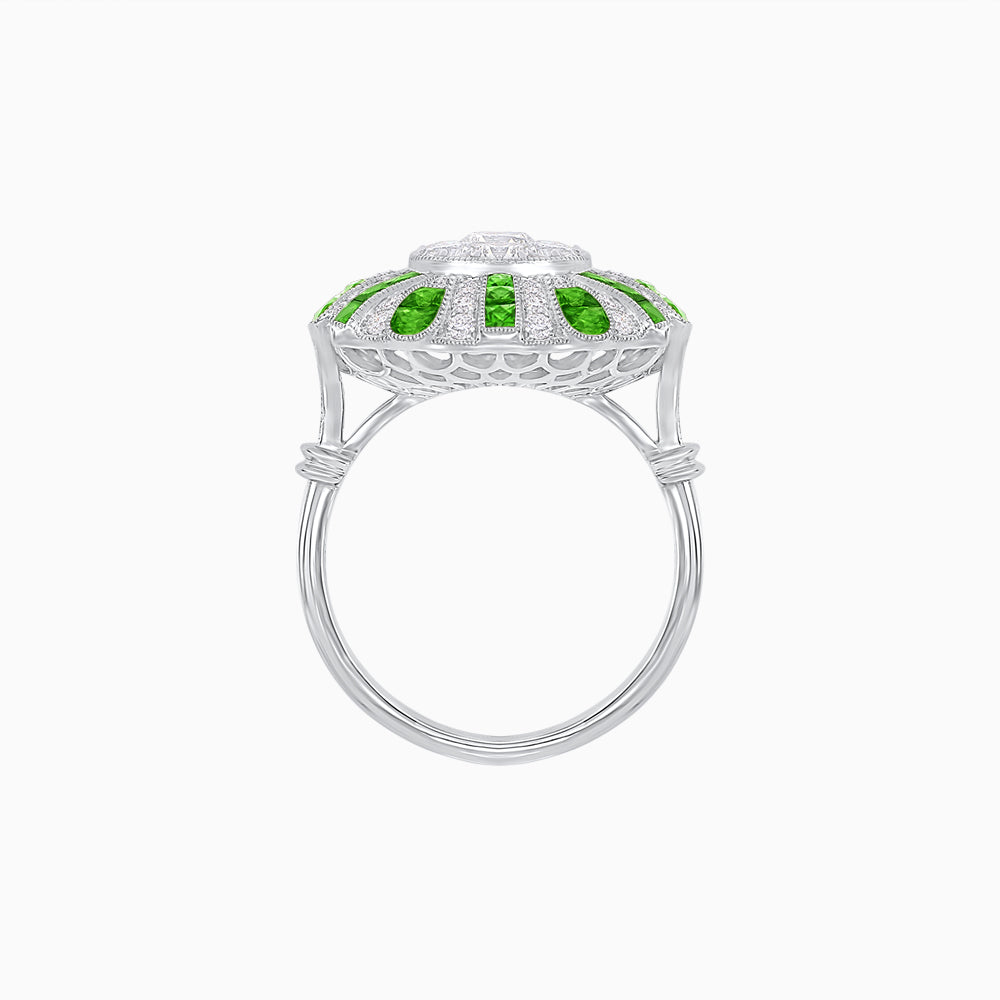 Art Deco Inspired Peacock illusion Setting Diamond Ring