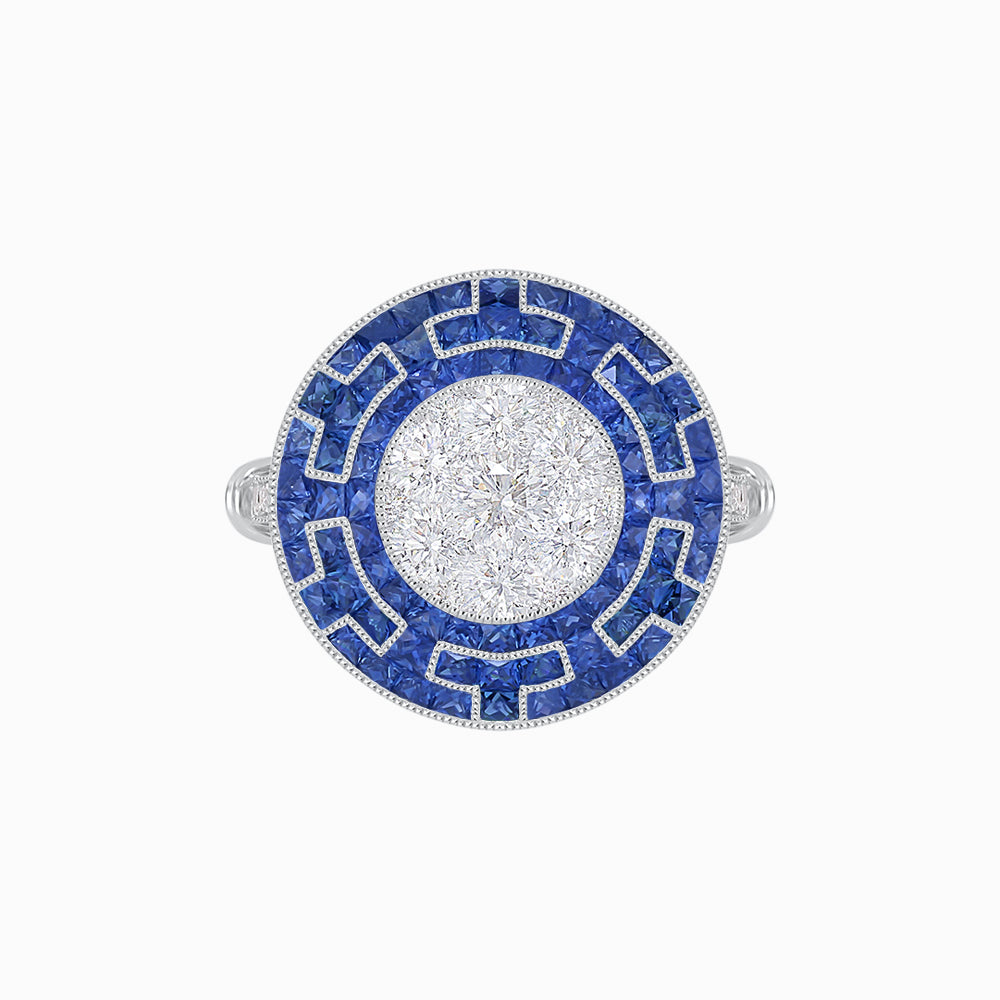 Art Deco Style Geometric Engagement Ring with Illusion Diamond