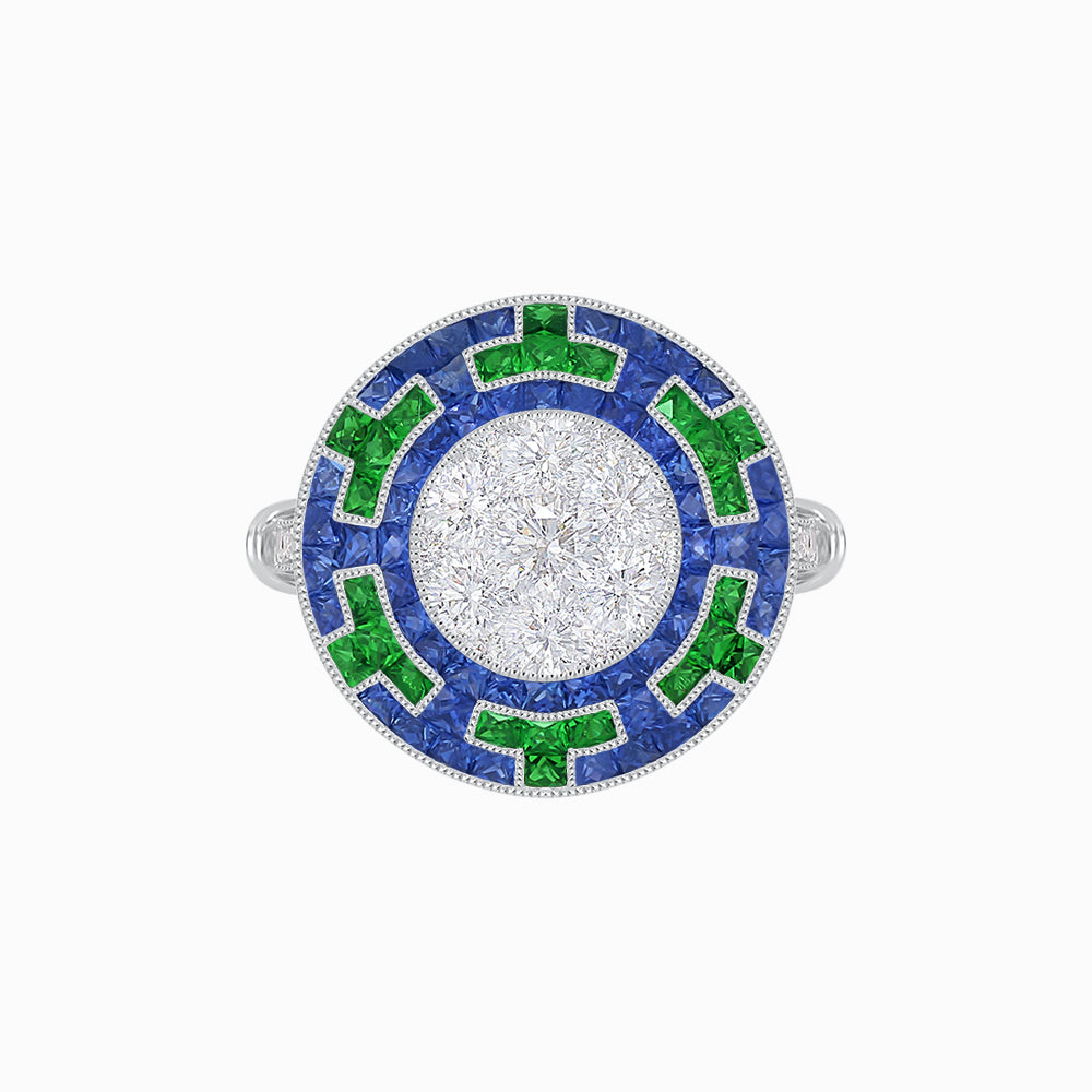 Art Deco Style Geometric Engagement Ring with Illusion Diamond