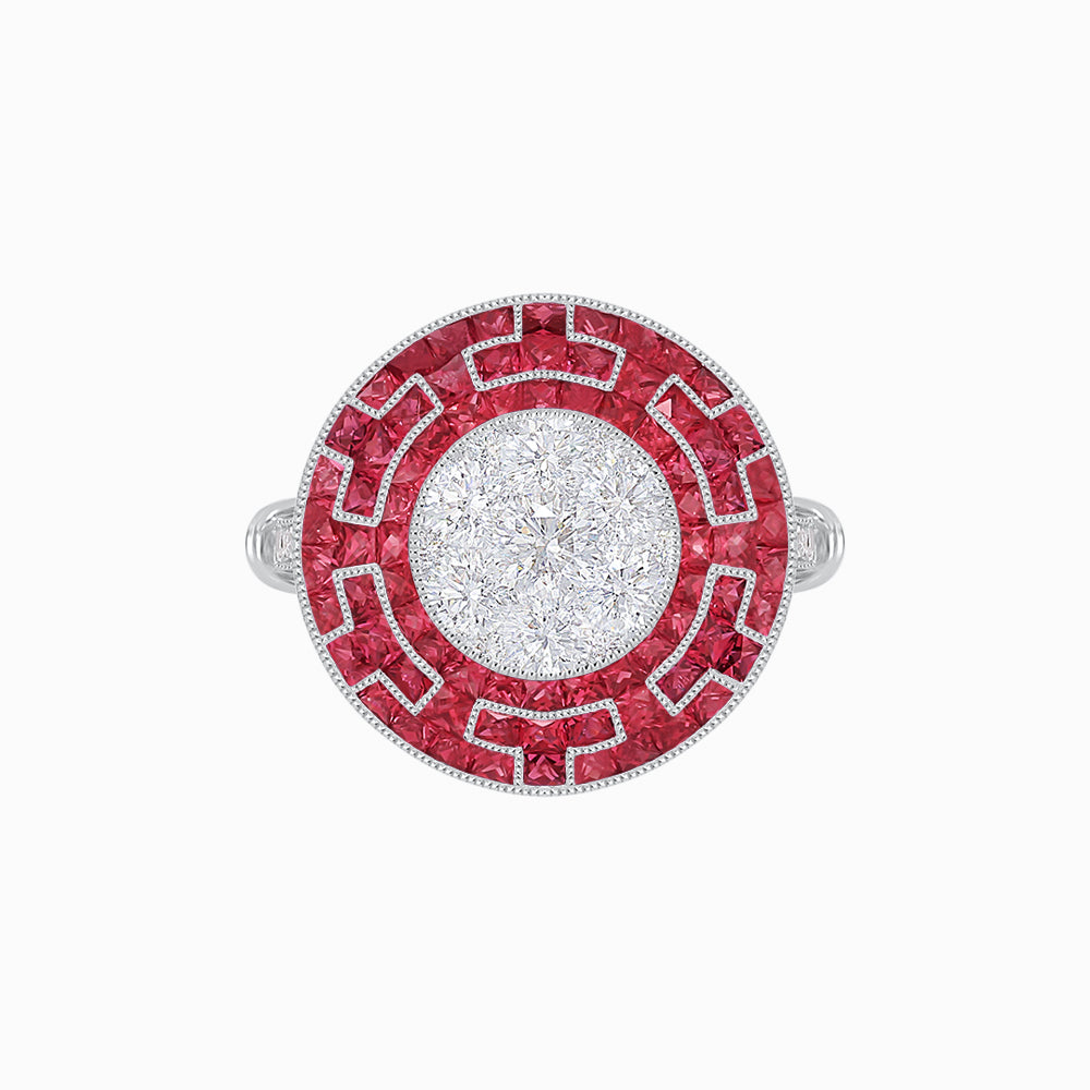 Art Deco Style Geometric Engagement Ring with Illusion Diamond