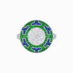 Load image into Gallery viewer, Art Deco Style Geometric Engagement Ring with Illusion Diamond
