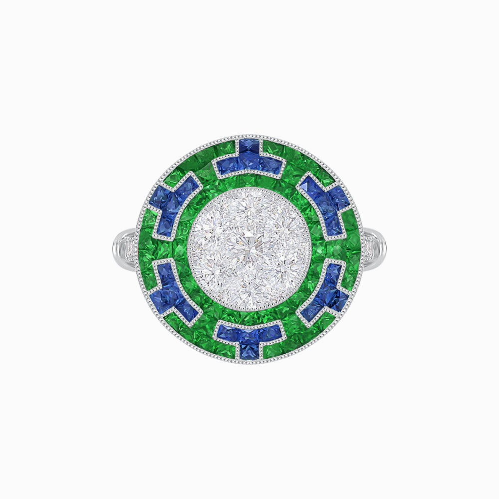 Art Deco Style Geometric Engagement Ring with Illusion Diamond