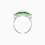 Load image into Gallery viewer, Art Deco Geometric Calibre French Cut Gemstone in Illusion Diamond Ring
