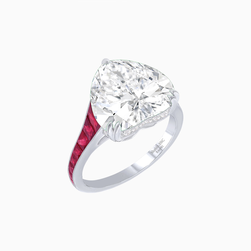 Heart Shape Ring with Diamond Accents