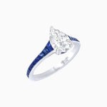 Load image into Gallery viewer, Elegant Pear-Shaped Ring with Customizable French-Cut Gemstone Accents

