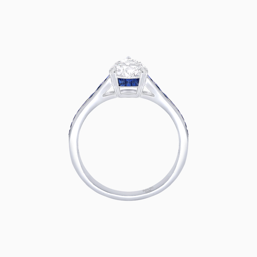 Elegant Pear-Shaped Ring with Customizable French-Cut Gemstone Accents