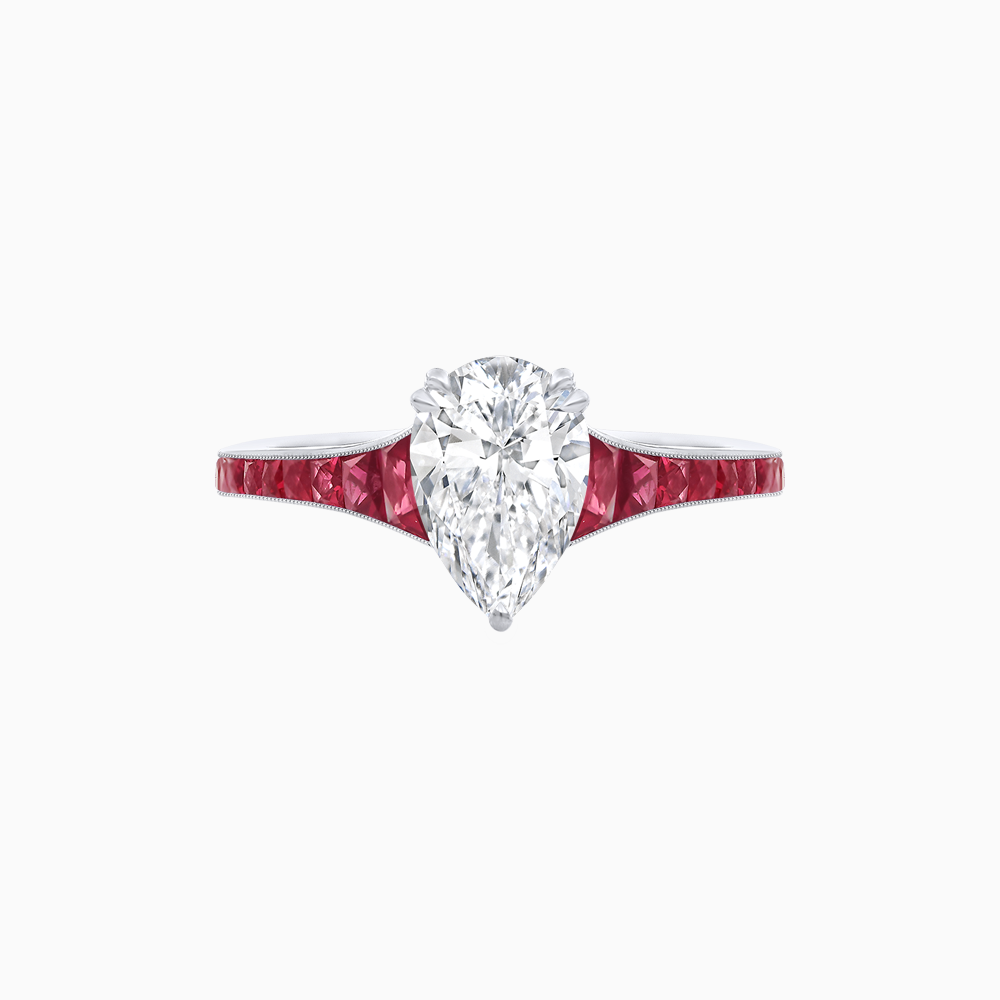 Elegant Pear-Shaped Ring with Customizable French-Cut Gemstone Accents