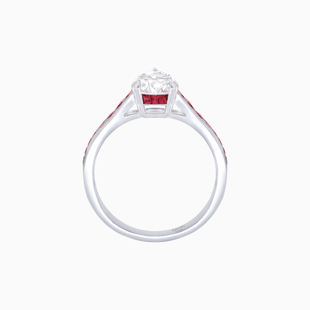 Elegant Pear-Shaped Ring with Customizable French-Cut Gemstone Accents