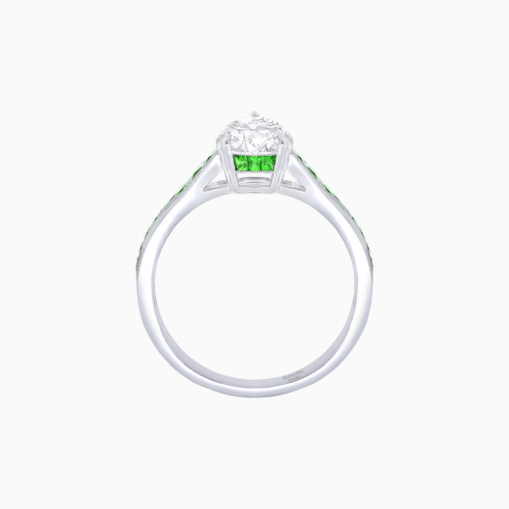 Elegant Pear-Shaped Ring with Customizable French-Cut Gemstone Accents
