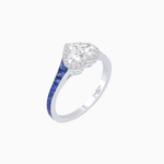 Load image into Gallery viewer, Heart Shape Ring with Diamond Halo and French-Cut Gemstone Shoulder Accents