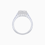 Load image into Gallery viewer, Heart Shape Ring with Diamond Halo and French-Cut Gemstone Shoulder Accents