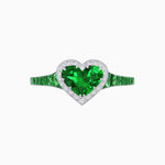 Load image into Gallery viewer, Heart Shape Ring with Diamond Halo and French-Cut Gemstone Shoulder Accents