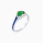 Load image into Gallery viewer, Heart Shape Ring with Diamond Halo and French-Cut Gemstone Shoulder Accents