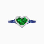 Load image into Gallery viewer, Heart Shape Ring with Diamond Halo and French-Cut Gemstone Shoulder Accents