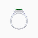 Load image into Gallery viewer, Heart Shape Ring with Diamond Halo and French-Cut Gemstone Shoulder Accents