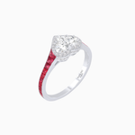 Load image into Gallery viewer, Heart Shape Ring with Diamond Halo and French-Cut Gemstone Shoulder Accents
