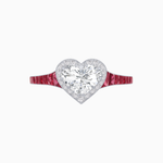 Load image into Gallery viewer, Heart Shape Ring with Diamond Halo and French-Cut Gemstone Shoulder Accents