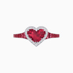Load image into Gallery viewer, Heart Shape Ring with Diamond Halo and French-Cut Gemstone Shoulder Accents