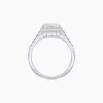 Load image into Gallery viewer, Heart Shape Ring with Diamond Halo and French-Cut Gemstone Shoulder Accents