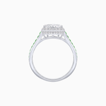 Load image into Gallery viewer, Heart Shape Ring with Diamond Halo and French-Cut Gemstone Shoulder Accents