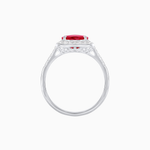 Load image into Gallery viewer, Heart Shape Ring with Baguette Diamond Halo and Diamond Accents